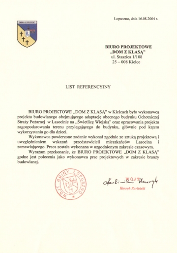 List referencyjny Wójta Gminy Łopuszno